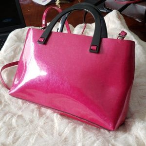 Magenta purse with removable shoulder strap
